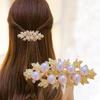 Pinza para el pelo con lazo de perla coreana, sencilla, con temperamento, para la parte trasera de la cabeza, con resorte, para la parte superior, con forma de cruz, para mujer