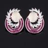 Conjunto de Joyería Hua Youmei Aretes de Plata de Ley 925 con Cierre de Mariposa Anillo Conjunto de Dos Piezas de Anillo de Calcedonia Imitación Aretes para Mujer