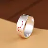 Anillo de Plata Pura Rey Ciervo Dorado Vintage Cinabrio Siete Estrellas de la Osa Mayor Rayo Anillo Abierto Tai Chi Ancho para Hombres