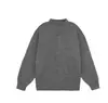 Suéter Americano Gris con Cuello Henry para Hombre Invierno Estilo Perezoso de Gama Alta Suéter Básico Chaqueta de Corte Limpio