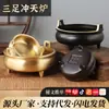 Quemador de Incienso de Latón de Tres Patas y Dos Orejas, Quemador de Incienso Grande para Interiores para Uso Doméstico, Adecuado para Ofrecer Incienso a Buda, con un Soporte para Varillas de Incienso