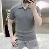 2026 Nova Camisa Polo com Gola Camisa Tricô Manga Curta Camiseta Masculina Verão Fina Casual Bonito Solta Tendência Top