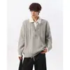 Suéter de Punto Trenzado Cuello en V Falso Dos Piezas Estilo Old Money Retro para Hombre Otoño Invierno Jersey con Solapa Atmósfera