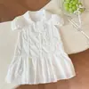 Vestido Bordado Feminino de Verão Novo Estilo Coreano, Vestido Moderno da Moda para Bebês, Roupa Infantil