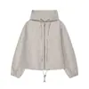 Atacado transfronteiriço 2026 Moda europeia e americana casual simples jaqueta com capuz xadrez de cadarço para mulheres F321331