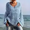 Nueva Camisa Sexy de Punto Hueco con Protección Solar 2026, Ropa de Punto para Vacaciones para Mujer, Top Cover-Up de Playa para Primavera y Verano