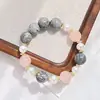 Pulsera y Collar de Cuarzo Rosa Natural de Alta Calidad con Piedra Mapeada, Perla de Cristal Artificial, Diseño de Bloques de Color