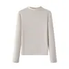 Ropa interior térmica de mezcla de lana para Otoño e Invierno, Capa base térmica de grosor medio con cuello semi-alto, Camiseta térmica elástica ajustada para mujer