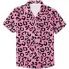 Camisa de Manga Curta Estilo Japonês Personalizada Estampa de Leopardo Manga Curta Impressão Digital Masculina Toque de Alto Padrão Camisa Não Amassa Elástica em Quatro Direções Masculina