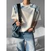 Roupas de verão Nicho Ombro Ortografia Denim Design Camiseta Masculina Solta de Manga Curta Marca Moderna Estilo Americano Duffian Bonito Camiseta de Alta Qualidade