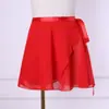 Saia de dança feminina adulta Saia de balé Vestido de prática de chiffon de uma peça Saia de gaze Saia de amarração infantil