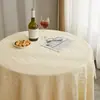 Porta-copos branco para mesa de centro, toalha de mesa quadrada pequena, capa para mesa de cabeceira, toalha de mesa e de jantar redonda de algodão e linho, estilo de luxo leve, atacado transfronteiriço