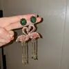 Pendientes de Borla con Flor de Zircón de Aguja de Plata Transfronterizos, Pendientes de Moda y Elegantes, Pendientes de Lujo Ligero y de Gama Alta, Diseño de Nicho