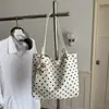 Bolso de hombro casual de moda otoño 2026, bolso tote, nuevo diseño de lunares, lindo bolso de lona para niñas