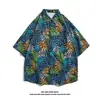 Camisa Floral Retro Vintage Estilo Hong Kong de Manga Corta Diseño Estilo Tailandés Hawaiano Camisa de Marca Atractiva de Moda para Hombres y Mujeres