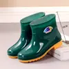Zapatos de agua cortos para mujer, botas de lluvia para adultos, botas de agua forradas de felpa de invierno, botas de lluvia antideslizantes, zapatos de goma cálidos para trabajadores de oficina, zapatos sin cordones para uso en cocina