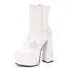 Botas de amor talla grande botas de discoteca botas de caballero cuero charol grueso comercio exterior botas nuevas botas cortas 4640 costura de mesa de agua tacón alto mujer