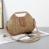 Bolso bandolera sencillo estilo japonés con forma de concha, bolso de verano con cubierta, bolso casual de paja para vacaciones, bolso bandolera, bolso de mano, bolso de mujer de alta gama