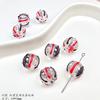 Divertidas y lindas cuentas de vidrio esmaltadas con puntos y rayas pintadas a mano, accesorios hechos a mano para collares y pulseras.