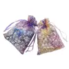 Bolsa de hilo de coral dorado colorido azul con cordón cordón embalaje de joyería regalo navideño bolsa de dulces al por mayor