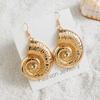 Pendientes Dorados de Estrella de Mar con Conchas Transfronterizos Europeos y Americanos Estilo Playa de Verano Estilo Vacaciones Sencillos y de Moda