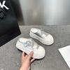 2026 Novo Estilo Primavera e Verão Mary Jane Strass Plataforma de Salto Grosso Bico Fechado Chinelos Sapatos Casuais Brancos Sapatos Femininos