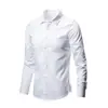Camisa blanca de manga larga para hombre, estilo coreano, ajustada, informal, para trabajo profesional, sin planchado
