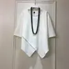 Nova Camiseta 2025 Feminina Verão Extra Grande Casual Estilo Literário Estilo Coreano Bainha Irregular Solta para Pessoas Plus Size