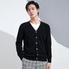 Cardigan de malha masculina plus size para outono e inverno, ajuste slim, lã pura, simples, casual, gola V, cinza, casaco de cashmere para outono e inverno