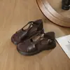 Sandalias Retro de Suela Gruesa con Punta Abierta para Mujer, Uso Exterior de Verano, Aumentan la Altura, Versátiles, Cómodas, Tira Tejida, Casual, Sandalias Romanas Francesas