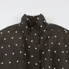 Fabricante mayorista de ropa para mujer transfronteriza 2026 Moda europea y americana holgada con cremallera y cuello alto chaqueta bomber de lunares