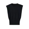 Moda Europea y Americana Transfronteriza Ins Influencer Popular Tendencia Sin Mangas Cuello Redondo Hombro Acolchado Casual Tejido Top