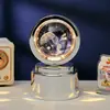 Bola de Cristal Transfronteiriça Base Giratória com Textura de Madeira Luminária Noturna Brilhante Lâmpada do Céu Estrelado 3D Decoração de Mesa Presente Criativo de Feriado