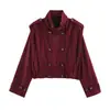 Z Estilo Europeu e Americano Transfronteiriço 2026 Nova Moda Elegante Feminina Gola Alta Plissada Curta Trench Coat 5063701