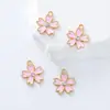 Nuevos Accesorios Perlados de Colores Flor de Cinco Pétalos Esmalte Flor de Cerezo Colgante Pequeño Pulsera DIY Hecha a Mano Llavero