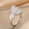 Anillo Exquisito Super Brillante de Circonita para Niñas, Lujo Accesible y Anillo de Apertura Ajustable de Gama Alta, Baño de Oro Real Simple