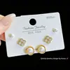 SLBABY Brincos de Pérola Simples Elegantes Estilo Coreano Brincos Femininos Um Cartão Três Pares Brincos Versáteis para o Dia a Dia