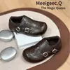 Mocassins Retro de Couro Genuíno para Mulheres Outono e Inverno 2025 Sapatos de Algodão com Forro de Lã Estilo Britânico Leves Solado Macio Sapatos Boken