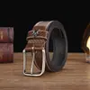 Cinto de Couro Retro Popular Transfronteiriço para Homens com Moldagem por Injeção de TPU, Cinto de Couro Bovino para Negócios para Homens Jovens e de Meia-Idade com Fivela de Pino