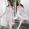 Ropa interior sexy ambigua pijamas sexys vestido blanco de gasa explosiones camisón mujeres abertura seducción transparente una generación de pelo