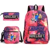 Mi mochila escolar mundial de tres piezas con estampado, gran capacidad, bolsa de lona para computadora para exteriores para estudiantes de secundaria