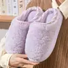 Chinelos de Algodão Pelúcia Fofos para Mulheres, Outono/Inverno, Espessados, Quentes, Antiderrapantes, Sola Grossa, Quarto de Casa, Chinelos de Pelo com Borda Envolvida