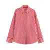 Venta al por mayor transfronteriza 2026 Moda europea y americana casual holgada de un solo botón con cuello de solapa de manga larga a rayas para mujer F612758