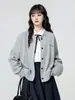 Cardigan de Punto de Manga Larga con Cuello Redondo Bloque de Color Botón de Corazón Holgado Chaqueta de Béisbol Top para Mujer Otoño/Invierno 2026