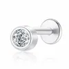 Brincos de prata de lei S925 com zircônia em espiral interna, simples e versáteis para o uso diário, adequados para usar em camadas, brincos de cross-border, tarrachas planas para cartilagem