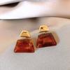 Pendientes geométricos redondos de la serie marrón Maillard, modernos, retro, sencillos y combinables, de alta gama y explosivos para mujer.
