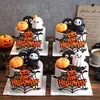 Decorações de Bolo de Halloween Desenho Animado Fofo Ceifador Fantasma Enfeites Teia de Aranha de Halloween Palitos Inserções