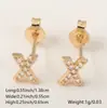Novas joias femininas 26 brincos de letra inglesa brincos de zircônia microincrustada em cobre brincos de temperamento da moda fornecimento por atacado