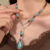 Colar em camadas feminino novo mais vendido internacionalmente com estilo western de cacto, cabeça de touro, chapéu e gargantilha de veludo turquesa em estoque