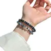 Pulseira de Contas Redondas de Ágata Coração de Açúcar Colorido Tipo Gelo Natural, Cordão de Contas Simples de Múltiplas Pedras Preciosas de Corte Reto Sete Cores, Pulseira de Casal de Círculo Único